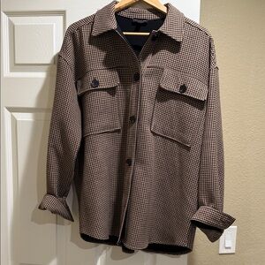 Current Air Brown Houndstooth Lightweight Shacket